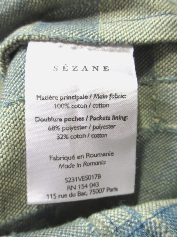 NWT Sezane Timothé Jacket in Blue Denim Patchwork Vest Top M - Image 7