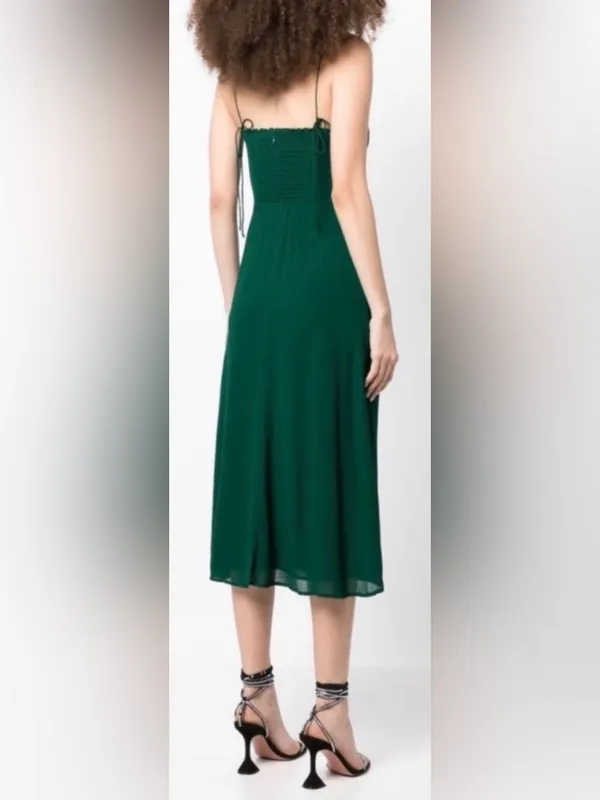 NEW Reformation Juliette emerald green midi Dress sz 10 - Image 9