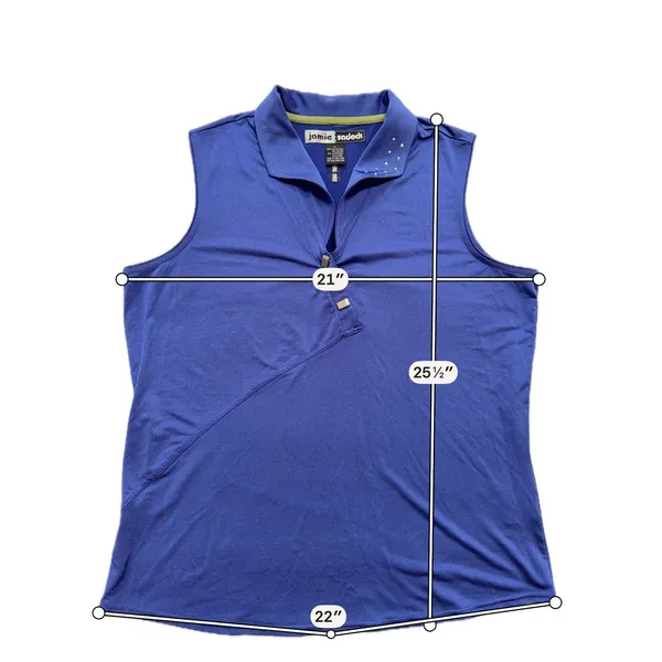 Jamie Sadock Golf Top Women Large Blue Excellent Sleeveless Rhinestone V-Neck - Image 2