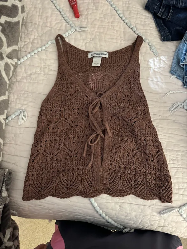 Brown Crochet Top - Image 2