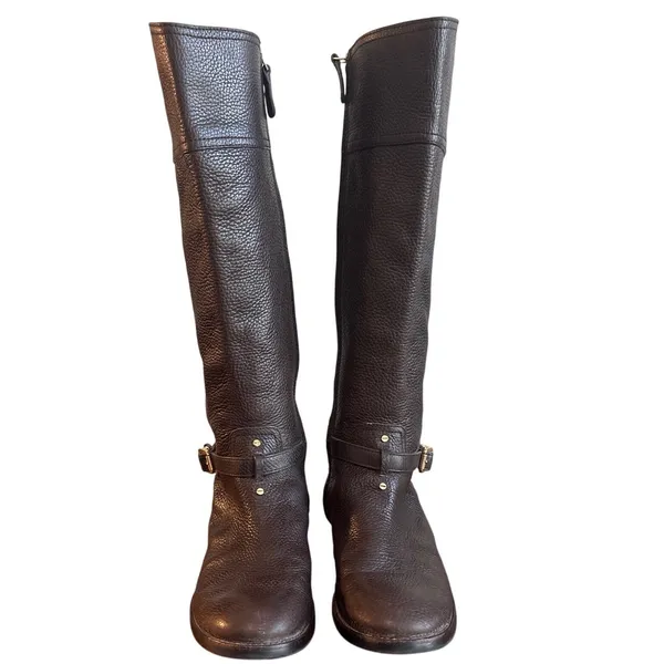 Tory Burch Marlene Dark Brown Tumbled Leather Riding Boots 8.5 - Image 2