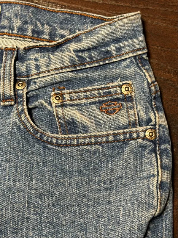 Harley Davidson Jeans Womens 10 Long Light Wash High Rise Straight Leg Retro - Image 5