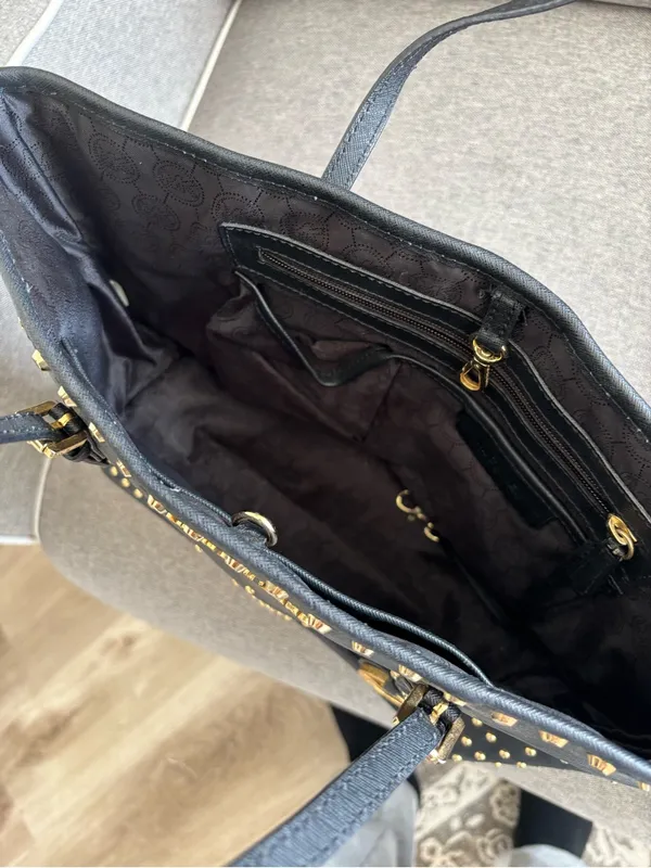 Michael Kors Black Saffiano Studded Tote with Gold Hardware - Image 7