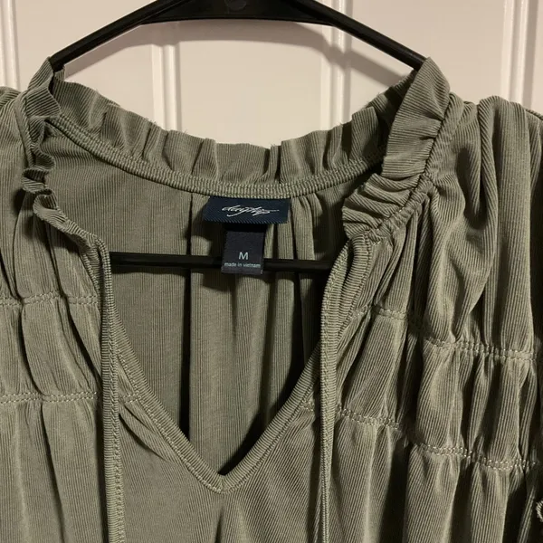 Daytrip Green Smocked Tie Front Blouse - Image 2