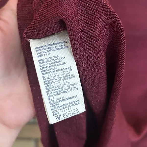 Rebecca Minkoff Adele Mock Neck Sweater Burgundy Glitter Mesh Long Sleeve Top S - Image 8