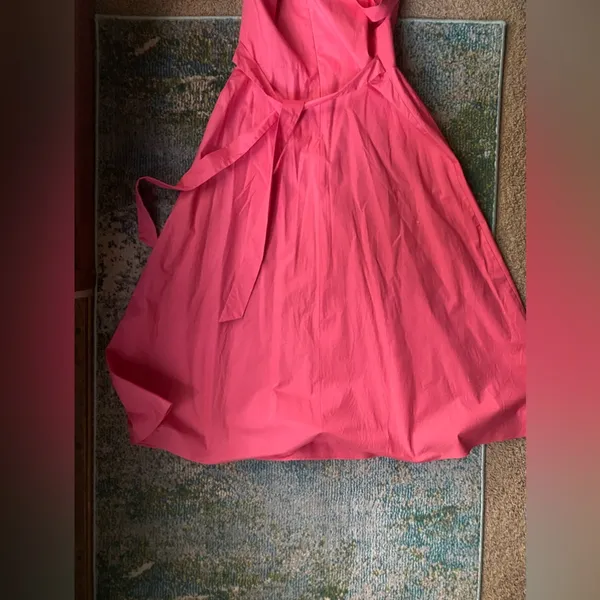Vintage K Studios cotton coral sweetheart tie open sundress, size 14 - Image 6