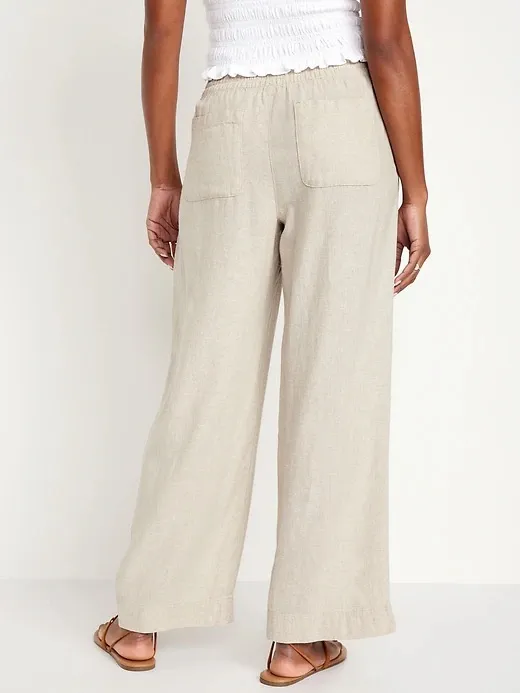 NEW Old Navy High-Waisted Linen-Blend Wide-Leg Pants in Natural Linen - M Tall - Image 2