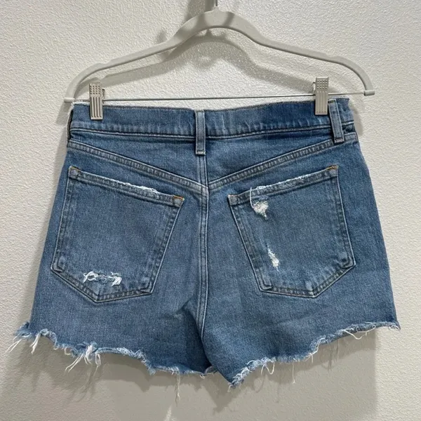 Abercrombie & Fitch Blue Jean Shorts Distressed Frayed Hem - Image 3