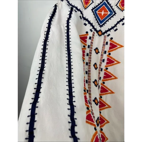 Anthropologie Akemi + Kin Reagan Mini Sleeveless Dress Embroidered Linen Size 2P - Image 8