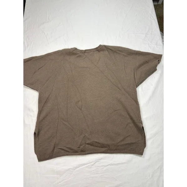Vince womens taupe brown short sleeve ribbed cashmere sweater. Size S. preppy - Image 3