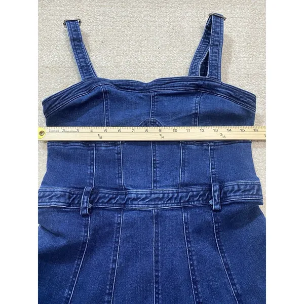 Free People Dark Indigo Denim Mini Dress Size L It has pockets on the sides. - Image 14