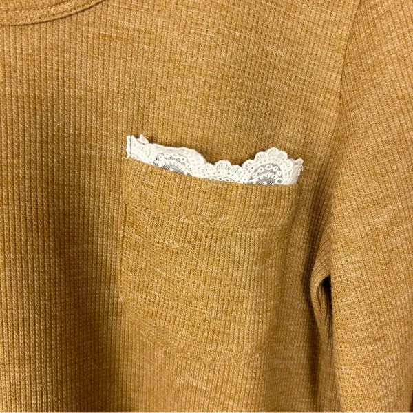 LOGO Lori Goldstein Waffle Knit Crotchet Trim Top Size XS - Image 5