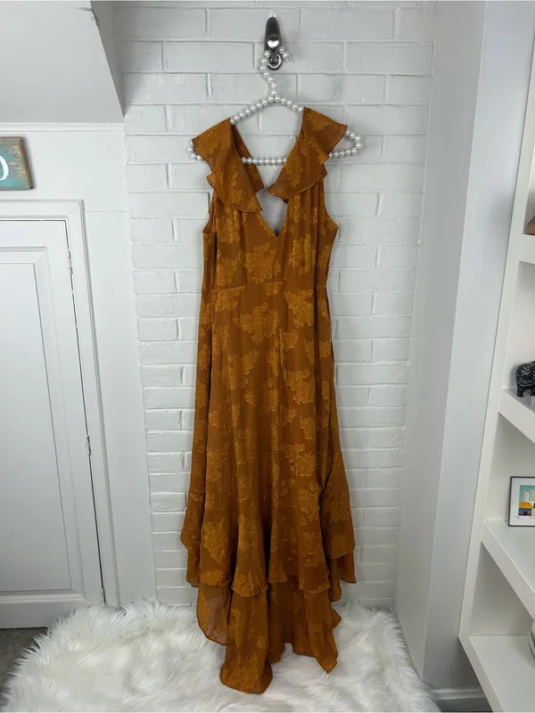 Lulus Adorable Aura Floral Burnout High Low Wrap Dress Size L - Image 10