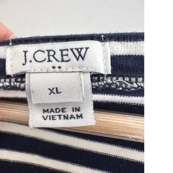 J.Crew Navy White Striped Poplin Trim Ruffle Sleeve Cotton T-Shirt Dress XL - Image 3