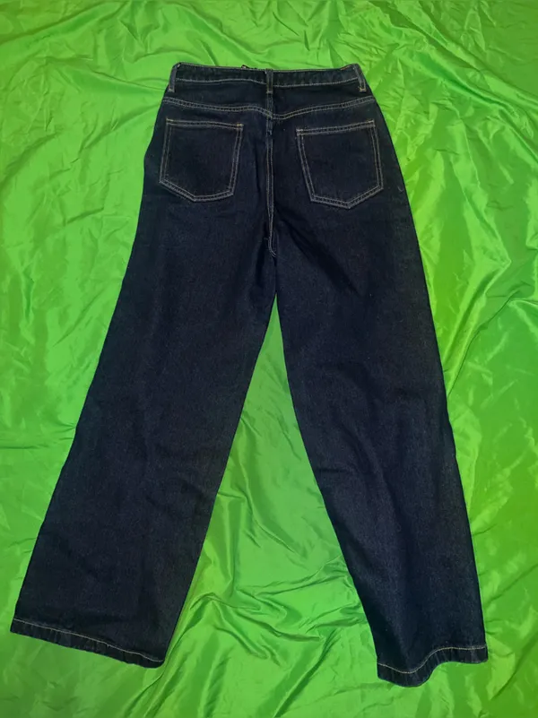 NWT PrettyLittleThing Dark Blue Wide Leg Jeans size Petite 2 - Image 3