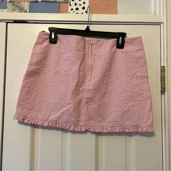 Callie Pink Seersucker Mini Skirt Size 8 - Image 2