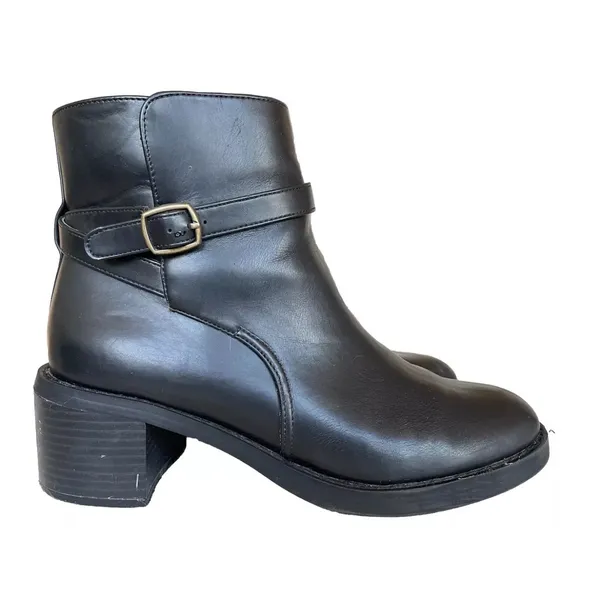 LOFT Women Heel Ankle Boots Black Size 10M Faux Leather Zip - Image 3