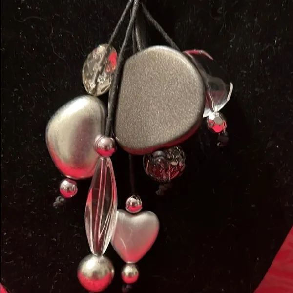 Silver & clear beads on a long multi cord necklace cute stylish versatile GUC - Image 4