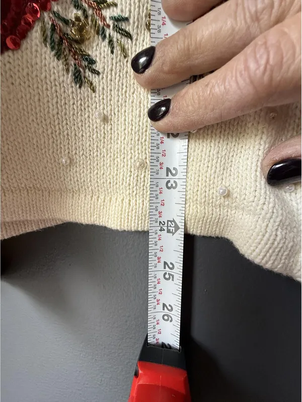 Heirloom Collectibles Christmas Collection XL Cream Knit Cardigan with Cardinal/ - Image 8