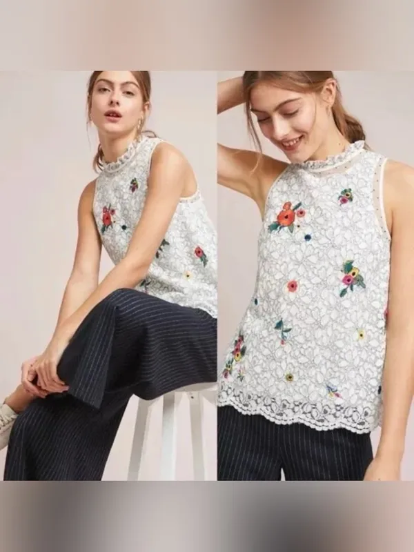 Maeve Anthropologie Lace Embroidered Tank 10 - Image 2