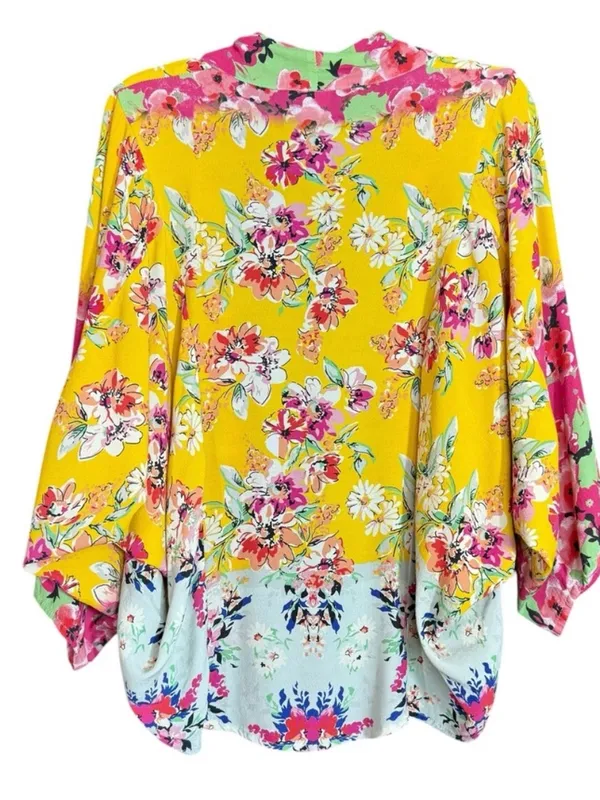 NWOT ANTHROPOLOGIE AKEMI KIN Yellow Floral Boho Kimono Cardigan OSFM - Image 7