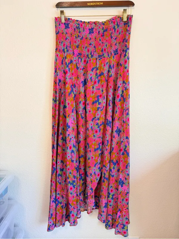 Natural Life convertible maxi skirt, floral print, front surplice slit, flowy XL - Image 3