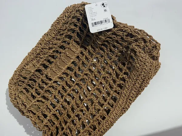 NWT Free People Sand Round Clutch in Tan Crochet Woven Clutch - Image 5
