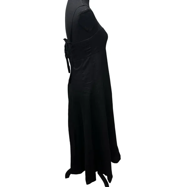 DISSH Black Linen Halter Tie Back Maxi Dress Womens Size US 8 Minimalist Coastal - Image 5