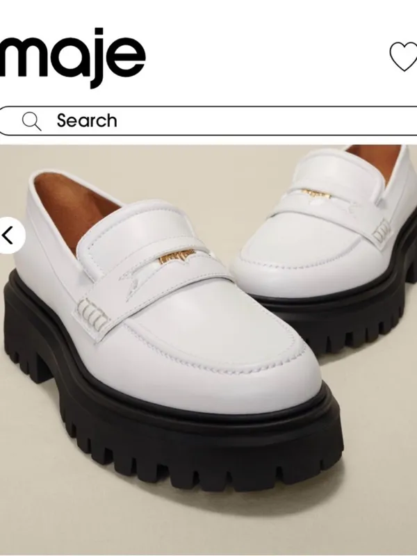 Like New Maje Leather Platform Loafers White Size 10.5 Retail $435.00 - Image 8