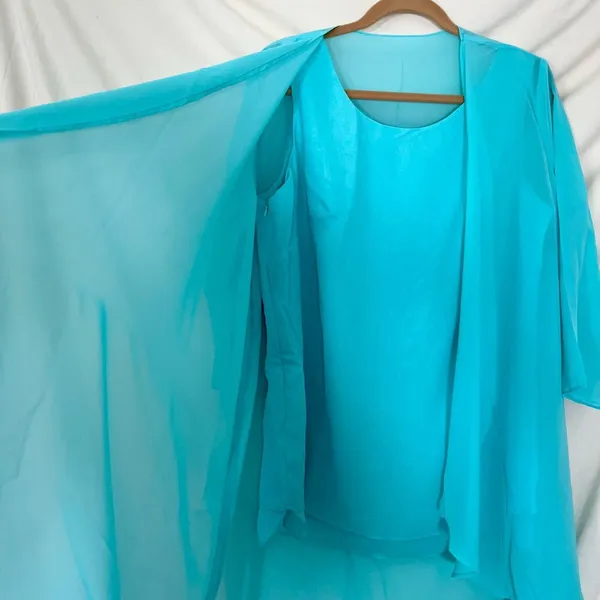 Source Unknown 3 Piece Chiffon Matching Pantsuit Set Size 16W - Image 4