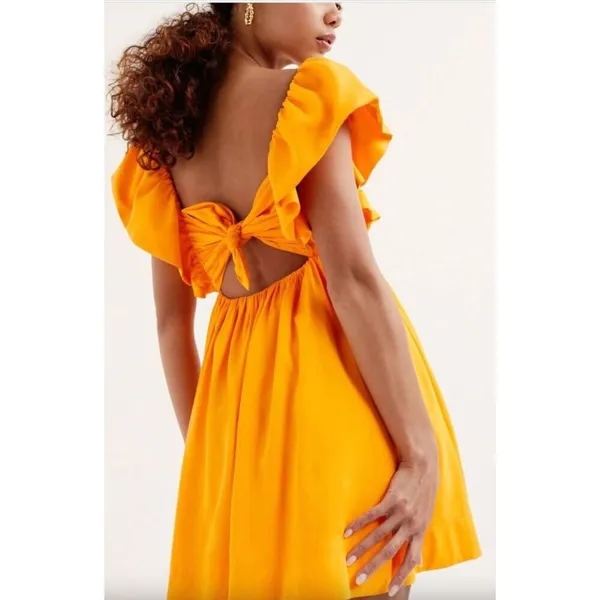 For Love & Lemons Clementine Mini Dress Orange Womens Size Medium - Image 2
