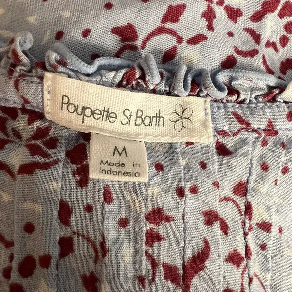 poupette st barth‎ dress Medium Drop Waist Pin tucked Blue Burgundy Vacation - Image 3
