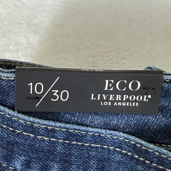 Liverpool Los Angeles Wide Leg Crop Belted Jeans Dark Wash Size 10/30 New - Image 12