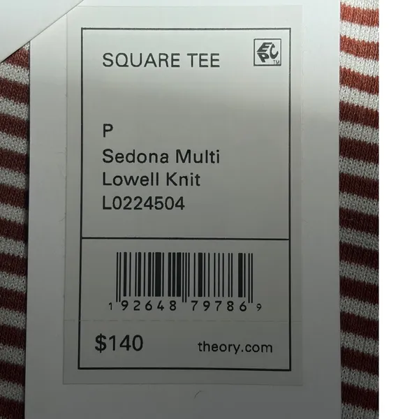 Theory Sedona Multi Striped Lowell‎ Knit Square Tee Button Back Top P - Image 5