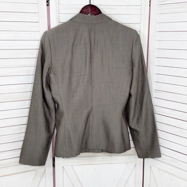 Ann Taylor Wool Blend‎ Blazer Jacket Taupe Brown Size 6 - Image 9