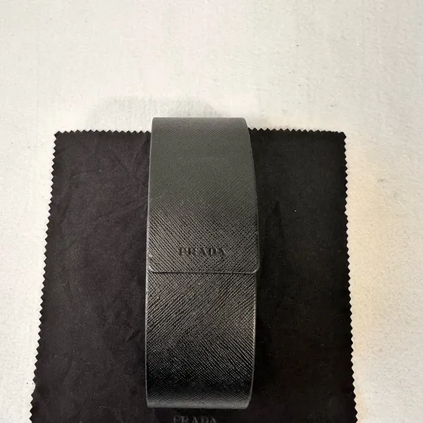 Prada Hard Case Black For Sunglasses Black Faux Leather Cloth Flip Top Magnetic - Image 7
