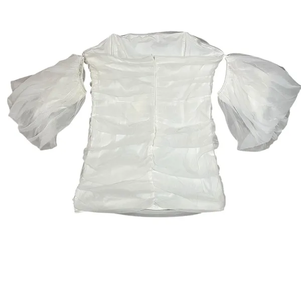 Peppermayo True Lovers Mini Dress in white size 14 with detachable puff sleeves - Image 2