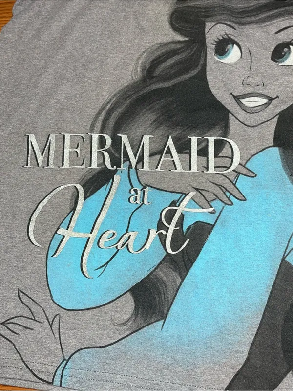 Disney Ariel Gray Graphic Tee with Black Print - Image 3