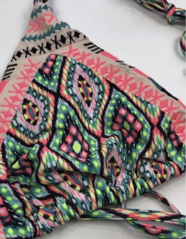 Xhilaration Neon Pink, Teal & Black Aztec Print Bikini Set - Image 6