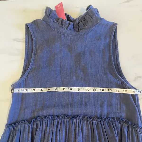 Simply Southern Blue Tiered Cotton Dress Size Small Coastal Cottage‎ Minimal NWT - Image 9