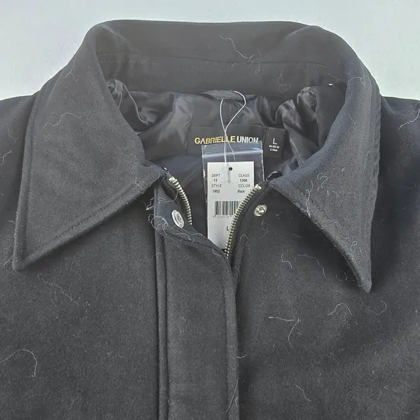 Gabrielle Union NWT Black Wool Blend Belted Coat Removable Faux Fur‎ Collar XS - Image 6
