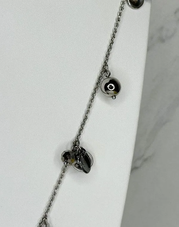 Chico's Cluster Beaded Pendant Silver Tone Long Necklace ✨ - Image 9