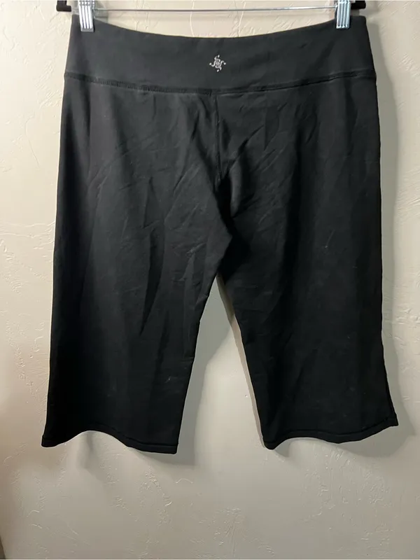 Sansara Black Yoga Wide Leg Crop Capri Leggings Mid Rise Athleisure - Image 6