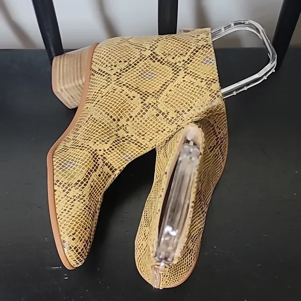 New Anthropologie Snake Print Ankle Heel Booties - Image 4