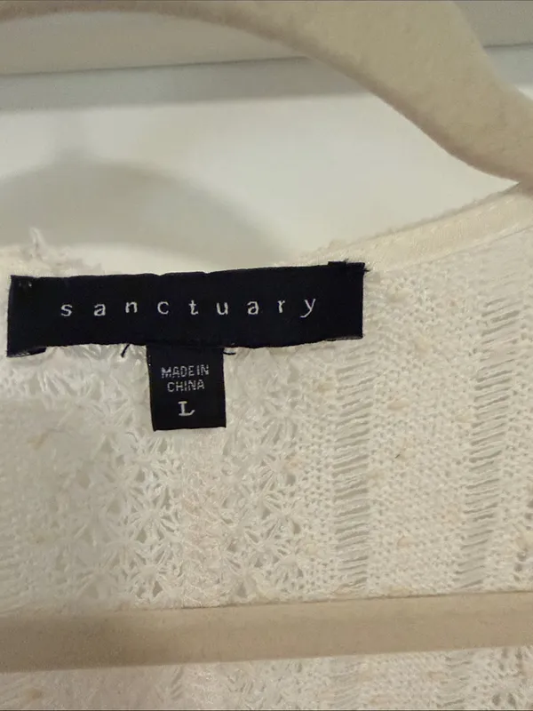 Sanctuary Cream Open-Knit V-Neck Swim Coverup - Image 4
