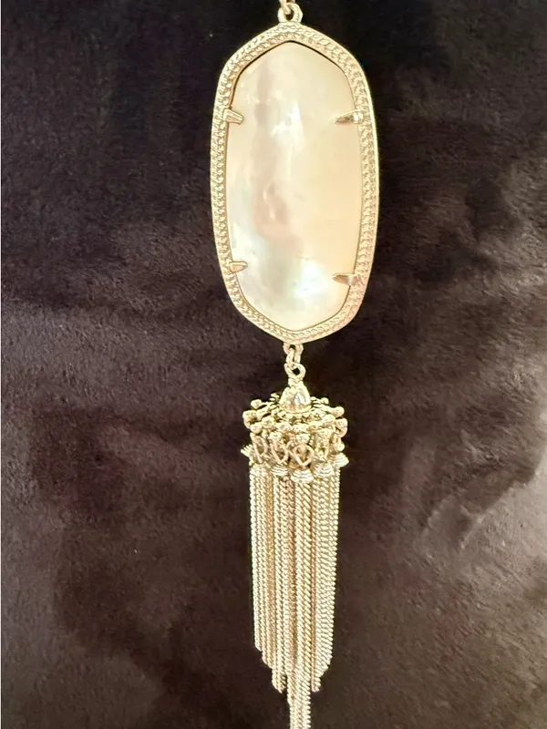 Kendra Scott Gold-Tone Cream Stone Tassel Necklace - Image 2