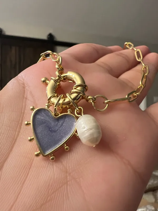 Handmade ✨ Chic Gold Chain Necklace with Heart & Pearl Charm ✨ - Image 3