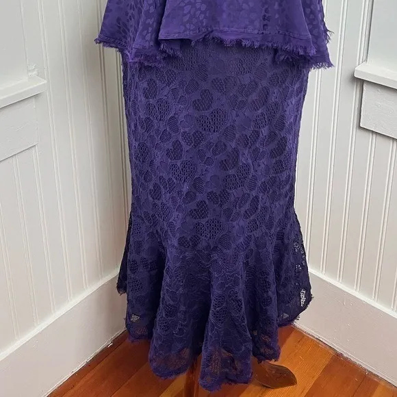 Flor et.al Purple Lace Strapless Peplum Mermaid Midi Dress Size 6 - Image 10