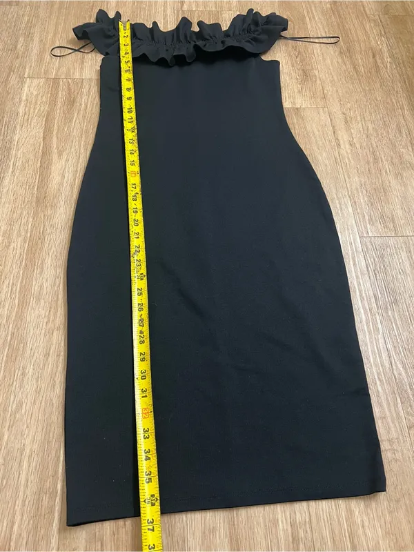 Zara Black One-Shoulder Ruffle Sheath Dress - Image 4