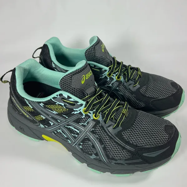 Asics Gel-Venture 6 Running Shoes Womens 9.5 Black Mint T7G8N‎ Trail Athletic - Image 2